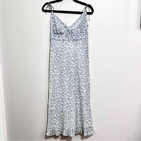 NWT J.Crew Powder Blue 100% Silk Floral Spaghetti Strap Sundress MSRP$128 - Picture 1 of 16